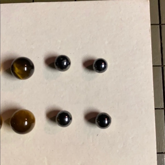 Hematite, Tigers Eye, Onyx Pearl earrings. - Picture 6 of 8
